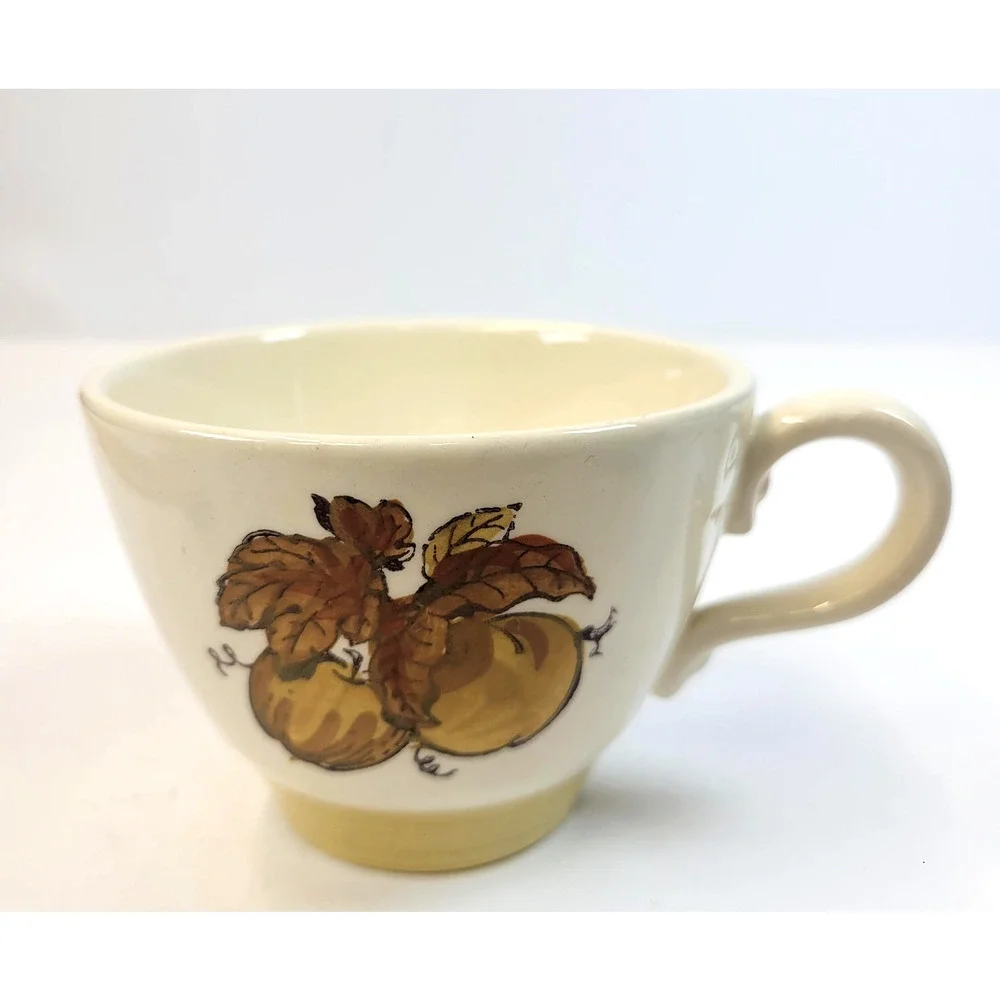 Vintage Metlox Poppytrail Coffee Cup Beige Fruit Motif California Pottery USA